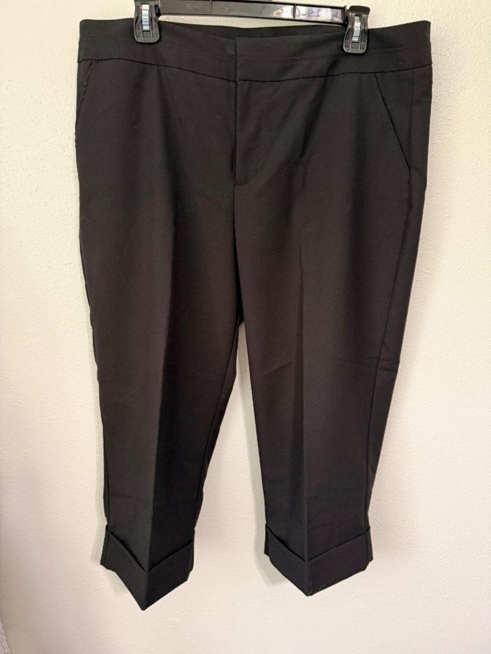 Christopher & Banks Cropped Dress Capris Black Womans 14